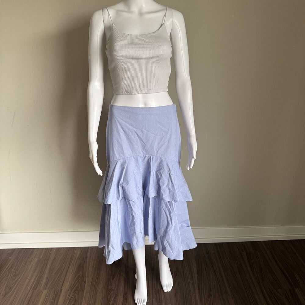 Banana Republic High Low Ruffle Skirt Blue Size 4 - Picture 2 of 6